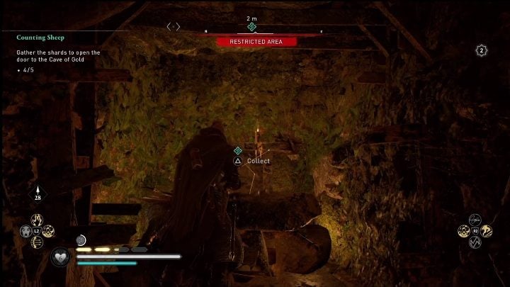 The shard is hidden behind a destroyable wall - AC Valhalla Crossover Stories: Counting Sheep - all shards - Main missions - Assassins Creed Valhalla Guide and Walkthrough