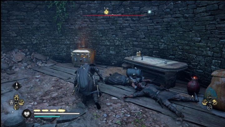 There are two opponents standing near the crate - simply kill them by utilizing an airborne attack - AC Valhalla Crossover Stories: Gear Chests in Isle of Skye - locations - Secrets and Collectibles - Assassins Creed Valhalla Guide and Walkthrough