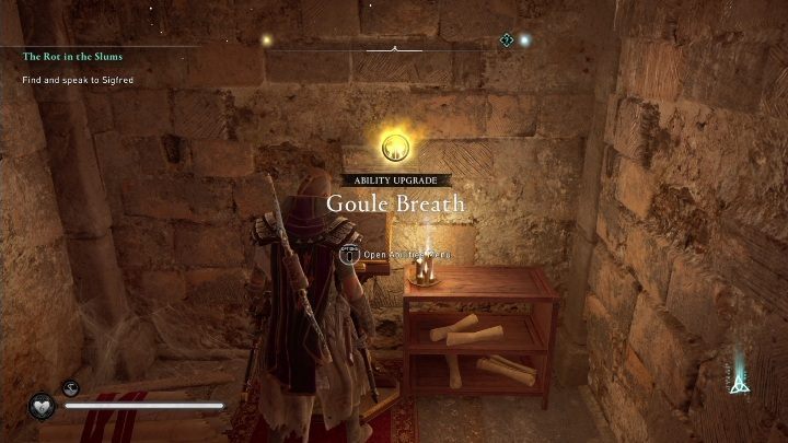 A wooden shelf stands in the last corridor - AC Valhalla Siege of Paris: Books of Knowledge (abilities), Amienois - secrets - Amienois - Assassins Creed Valhalla Guide and Walkthrough