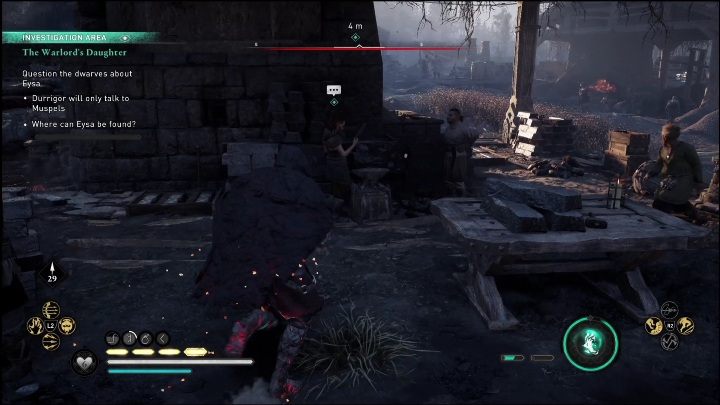 There are 3 dwarves around the town which you need to ask for clues - AC Valhalla: Dawn of Ragnarok: The Warlords Daughter - Walkthrough - Assassins Creed Valhalla Guide and Walkthrough