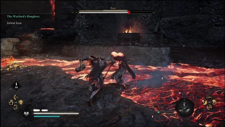 After the cut-scene concludes, you need to fight Eysa - AC Valhalla: Dawn of Ragnarok: The Warlords Daughter - Walkthrough - Assassins Creed Valhalla Guide and Walkthrough