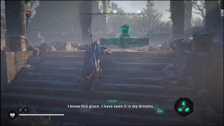 This Mythical Memory is in the middle of a damaged platform surrounded by columns - AC Valhalla Dawn of Ragnarok: Mythical Memories (Vangrinn) - list of all - Vangrinn - Assassins Creed Valhalla Guide and Walkthrough