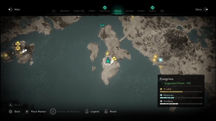 Location: on a small island, in the southern part of the location - AC Valhalla Dawn of Ragnarok: Cosmetic Schemes (Vangrinn) - list of all - Vangrinn - Assassins Creed Valhalla Guide and Walkthrough