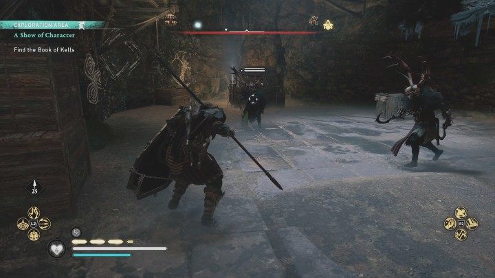 Going deeper into the tomb, you will reach a chamber with two opponents guarding access to a locked door - AC Valhalla Wrath of the Druids: A Show of Character - Walkthrough - Assassins Creed Valhalla Guide and Walkthrough