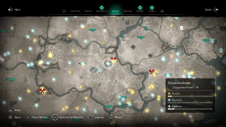 The mask in the Oxenefordscire region can be found in the eastern part of the location - Assassins Creed Valhalla: Roman artifact - Oxenefordscire secrets, locations - Oxenefordscire - Assassins Creed Valhalla Guide and Walkthrough