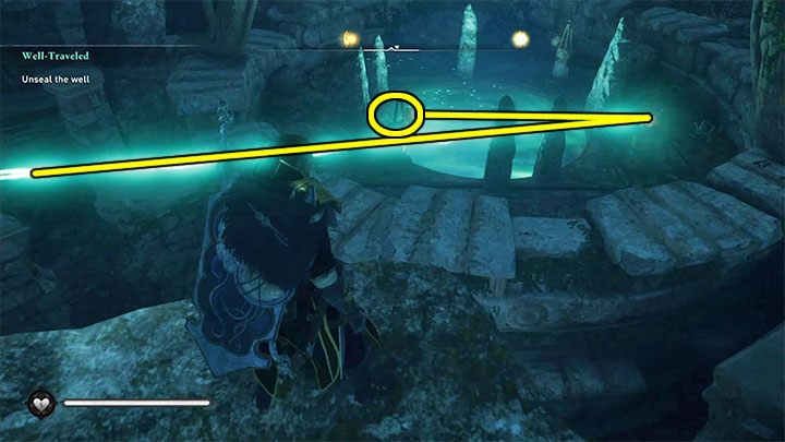 If you have done everything well, the beam will reach the structure marked in the picture - Assassins Creed Valhalla: How to open Well of Urdr in Asgard? - Exploration - Assassins Creed Valhalla Guide and Walkthrough