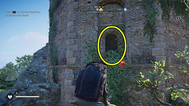 Luckily, the solution is not very difficult - climb the tree adjacent to the tower in order to reach the shutter marked on the picture - Assassins Creed Valhalla: How to get ingot from Evinghou Tower? - Exploration - Assassins Creed Valhalla Guide and Walkthrough