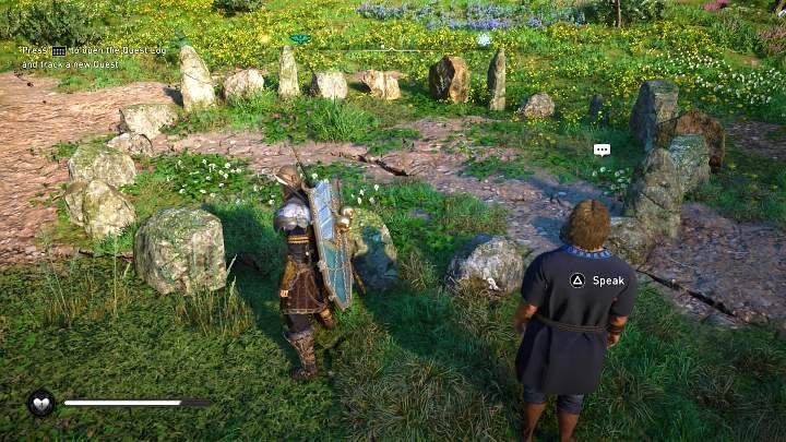 When you talk to him, the man will ask you to count the stones - Assassins Creed Valhalla: Madness of the Stones - Cent - Assassins Creed Valhalla Guide and Walkthrough