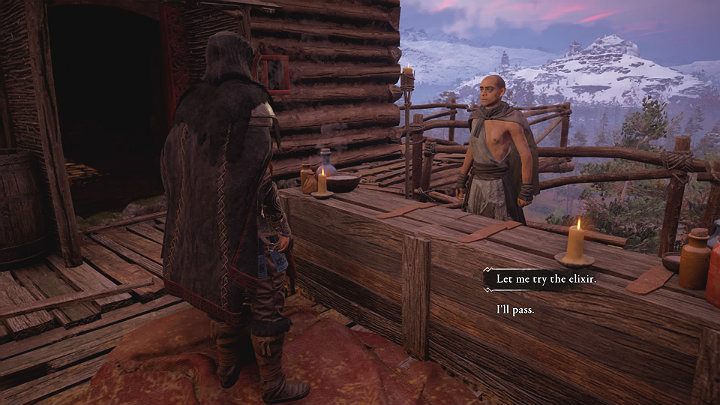 During the conversation you can try one of his potions - Assassins Creed Valhalla: Skal to Your Wealth - Ledecestrescire - Assassins Creed Valhalla Guide and Walkthrough