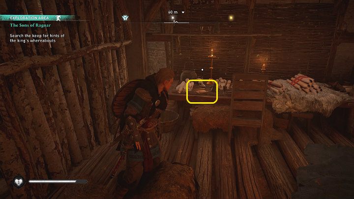 The first and last clue can be found in the room on the left side, on the table with a lot of rolled up cards - Assassins Creed Valhalla: The Sons of Ragnar - Ledecestrescire - Assassins Creed Valhalla Guide and Walkthrough