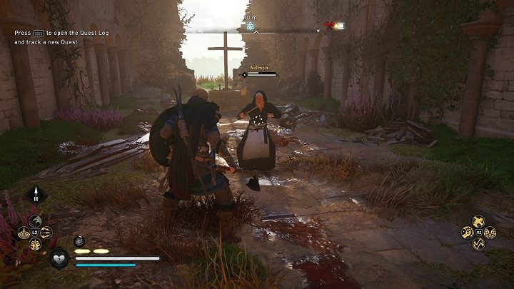When you talk to her, you will discover that the bodies lying at the altar were her doing - Assassins Creed Valhalla: A Blood Hymn of Edmund - East Anglia - Assassins Creed Valhalla Guide and Walkthrough