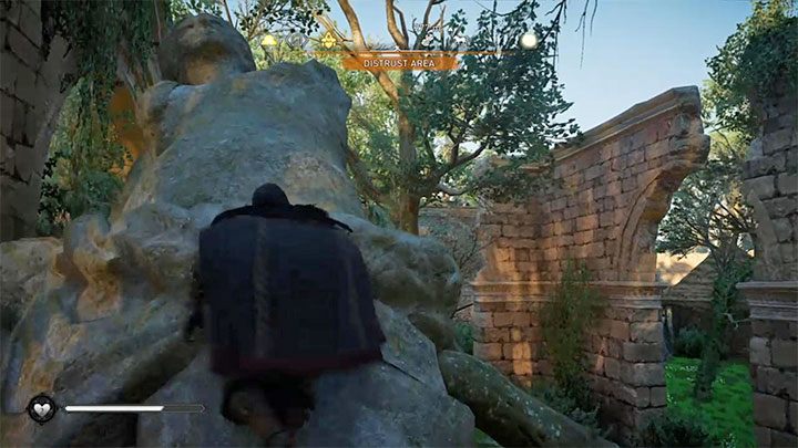 Locate the knocked down statue and start climbing to it - Assassins Creed Valhalla: Colcestre - Camulodunum Assassin Bureau - Hidden Ones Bureau - Assassins Creed Valhalla Guide and Walkthrough