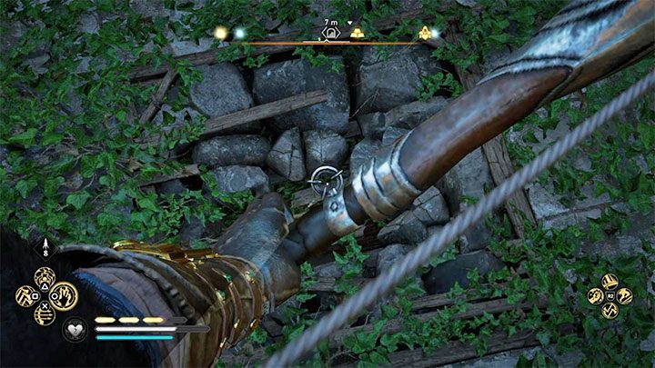 Your task is to use an explosive arrow on a weakened fragment of the floor - it is shown in the attached picture - Assassins Creed Valhalla: Colcestre - Camulodunum Assassin Bureau - Hidden Ones Bureau - Assassins Creed Valhalla Guide and Walkthrough