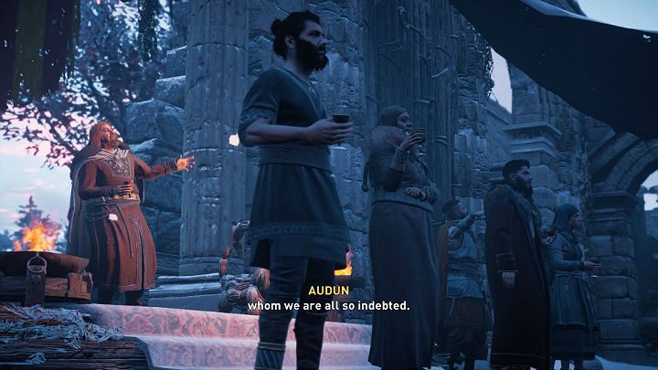 After a while, you will watch a cutscene in which Audun introduces the guests of honor, the Lords of Jorvik, to everyone who has arrived - Assassins Creed Valhalla: Closing the Vault - Jorvik - Assassins Creed Valhalla Guide and Walkthrough