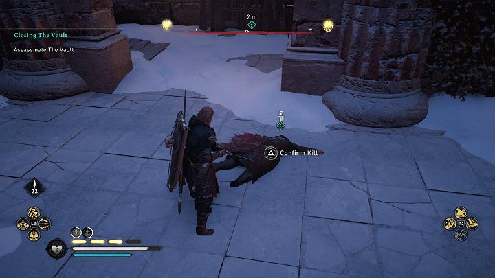 The Red Hand's men will appear, but your main target is the Vault, who will immediately throw himself into flight - Assassins Creed Valhalla: Closing the Vault - Jorvik - Assassins Creed Valhalla Guide and Walkthrough