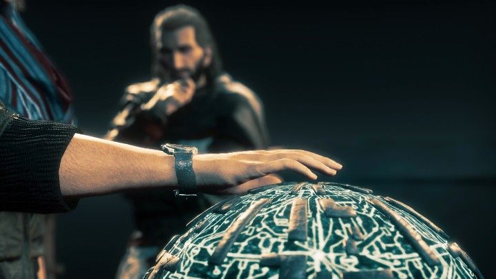 Despite her many doubts, Layla fulfills Basim's request and touches the Fragment of Eden, thus stopping any world-threatening anomalies - Assassins Creed Valhalla: Modern Day Ending - Endings - Assassins Creed Valhalla Guide and Walkthrough