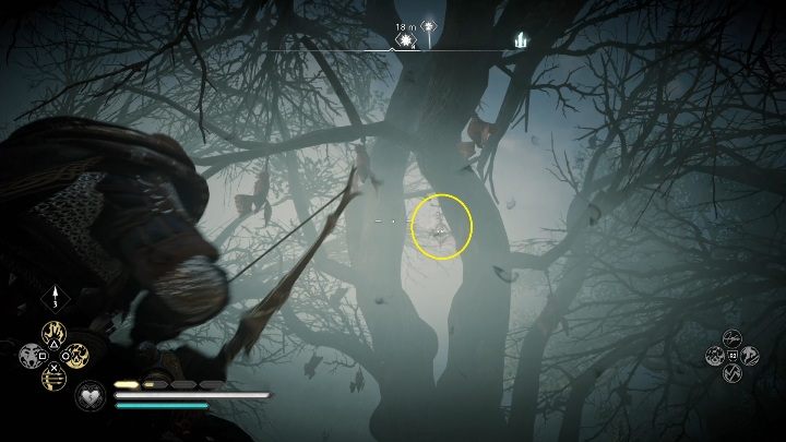 Location of the totem: to get to the totem you have to climb a broken tree, from it you have a beautiful position to shoot the totem - Assassins Creed Valhalla: Cursed symbol - Glowecestrescire secrets, locations - Glowecestrescire - Assassins Creed Valhalla Guide and Walkthrough
