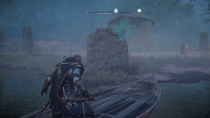 To find this pattern you have to get in the boat and stop it in front of the rock - Assassins Creed Valhalla: Standing Stones - Glowecestrescire secrets, locations - Glowecestrescire - Assassins Creed Valhalla Guide and Walkthrough