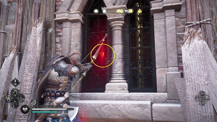 To get it you have to climb the scaffold and shoot down the cargo - Assassins Creed Valhalla: Abilities - Jorvik secrets, locations - Jorvik - Assassins Creed Valhalla Guide and Walkthrough