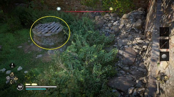 First, destroy the boards lying on the well - Assassins Creed Valhalla: Gear - Essexe secrets, locations - Essexe - Assassins Creed Valhalla Guide and Walkthrough