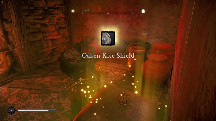 In order to reach the shield, you must destroy the rocks blocking passage in the building - Assassins Creed Valhalla: Gear - Essexe secrets, locations - Essexe - Assassins Creed Valhalla Guide and Walkthrough