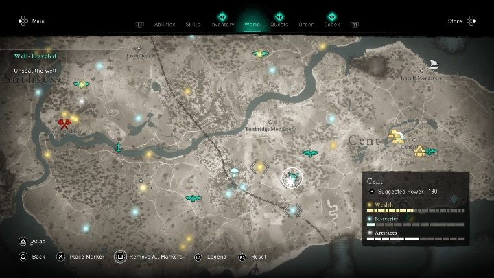 Location of the cursed place: You will find it by riding south from the Tonbridge Monastery - Assassins Creed Valhalla: Cursed symbol - Cent secrets, locations - Cent - Assassins Creed Valhalla Guide and Walkthrough