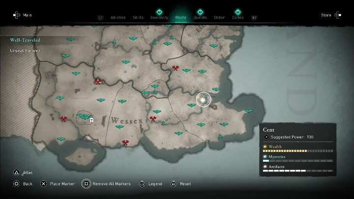Location of the cursed place: the northern area of the location - Assassins Creed Valhalla: Cursed symbol - Cent secrets, locations - Cent - Assassins Creed Valhalla Guide and Walkthrough