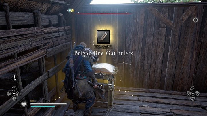 The chest is in the attic, you will get to it by climbing up the column - Assassins Creed Valhalla: Gear - Cent secrets, locations - Cent - Assassins Creed Valhalla Guide and Walkthrough