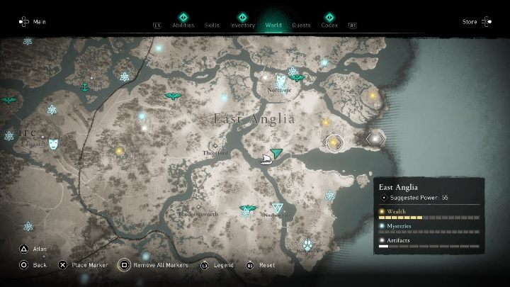 Location of the book of knowledge: East Anglia, on the right side of the map - Assassins Creed Valhalla: Books of Knowledge - ranged combat - Secrets and collectibles - Assassins Creed Valhalla Guide and Walkthrough