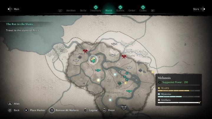 This chest is located in the Medanta location in the northwestern part of the region - AC Valhalla Siege of Paris: Gear, Melunois - secrets, locations - Melunois - Assassins Creed Valhalla Guide and Walkthrough