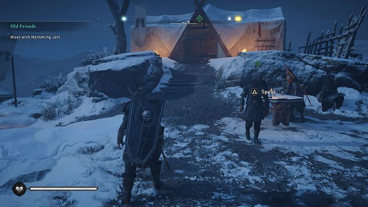 Once you make landfall, get on your horse and ride to meet Vili and his father - Assassins Creed Valhalla: Old Friends - Snotinghamscire - Assassins Creed Valhalla Guide and Walkthrough