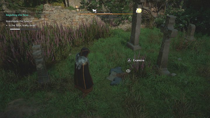 Go up to the tombstone to find ordinary peasant clothes there - Assassins Creed Valhalla: Impaling the Seax - Wincestre - Assassins Creed Valhalla Guide and Walkthrough