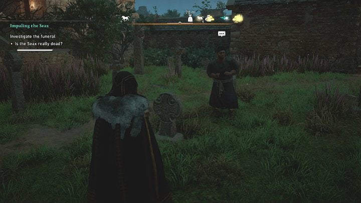 Talk to Wemba, who takes care of the cemetery - Assassins Creed Valhalla: Impaling the Seax - Wincestre - Assassins Creed Valhalla Guide and Walkthrough