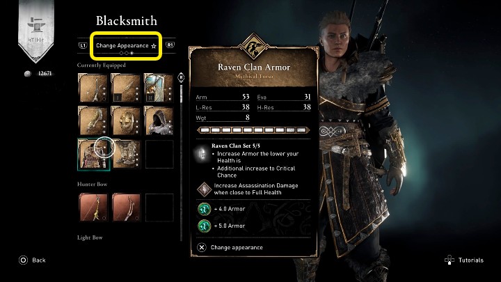 To do that, you need to go to the blacksmith Gunnar, whom you will find in Ravensthorpe - AC Valhalla: Equipment - how to change the appearance? River Raids - FAQ - Assassins Creed Valhalla Guide and Walkthrough