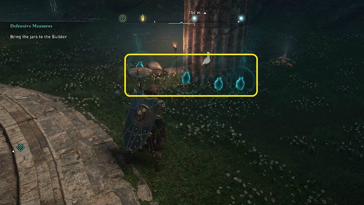 Your next task will be to locate the paint jugs and bring them to the Builder - Assassins Creed Valhalla: Defensive Measures - Asgard - Assassins Creed Valhalla Guide and Walkthrough