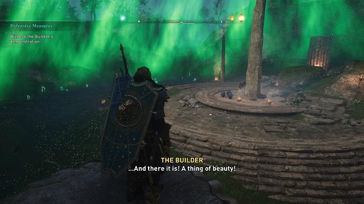 When the task is done, climb the marked pillar and watch the Builder's show from a height - Assassins Creed Valhalla: Defensive Measures - Asgard - Assassins Creed Valhalla Guide and Walkthrough