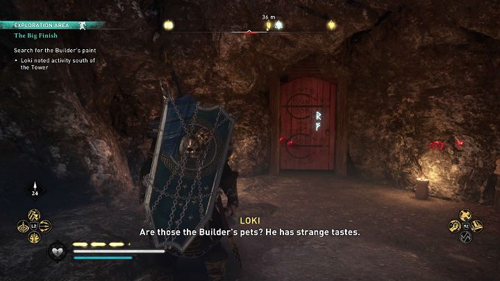 You will notice runes on the red door on the left - read them - Assassins Creed Valhalla: The Big Finish - Asgard - Assassins Creed Valhalla Guide and Walkthrough
