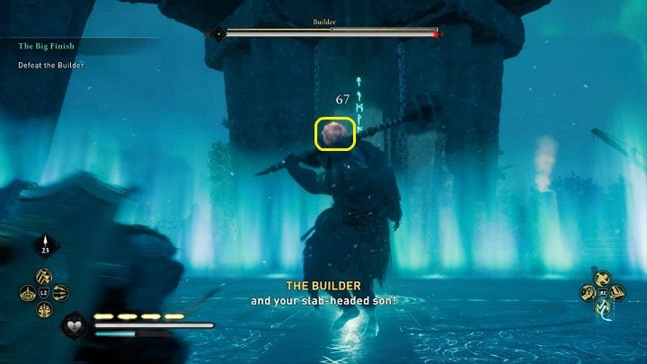 The Builder is a giant-sized opponent who fights with a powerful double-handed battle-hammer - Assassins Creed Valhalla: The Big Finish - Asgard - Assassins Creed Valhalla Guide and Walkthrough