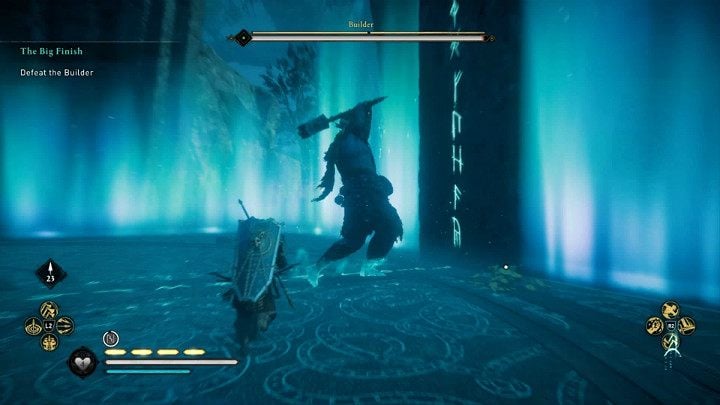 Due to his enormous size, all the attacks he makes are signaled and easily avoided - Assassins Creed Valhalla: The Big Finish - Asgard - Assassins Creed Valhalla Guide and Walkthrough