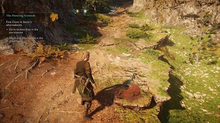 When you exit the cave you will notice bloody footprints, most likely left by Olav - Assassins Creed Valhalla: The Hunting Grounds - Vinland - Assassins Creed Valhalla Guide and Walkthrough