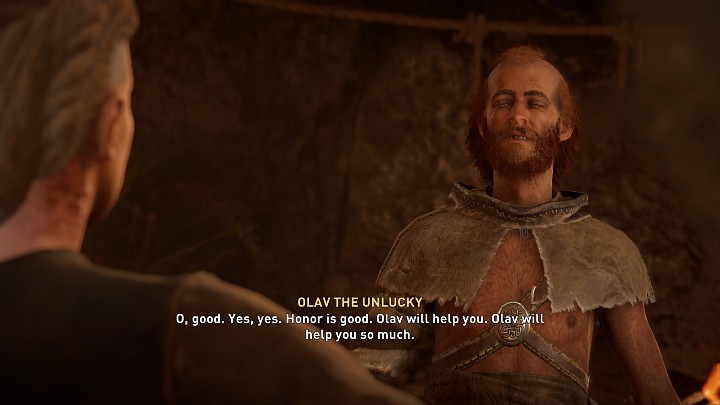 Talking to the man, you'll learn that Gorm didn't like Olav trading with the natives, so he beat him up and put him in chains - Assassins Creed Valhalla: The Hunting Grounds - Vinland - Assassins Creed Valhalla Guide and Walkthrough