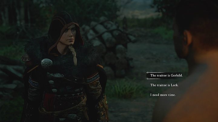 The traitor is Gerhild, and there there are numerous evidence of this - Assassins Creed Valhalla: Old Wounds - important choice - Essexe - Assassins Creed Valhalla Guide and Walkthrough