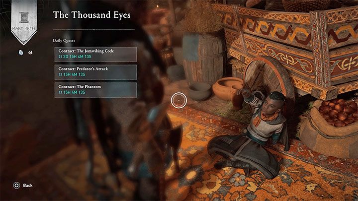 You can receive contracts - daily quests commissioned by The Thousand Eyes Guild - Assassins Creed Valhalla: Daily quests - the Thousand Eyes Guild - Basics - Assassins Creed Valhalla Guide and Walkthrough
