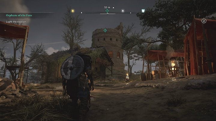 The first stage of Orphans of the Fens is very simple, just climb a nearby tower and light the lantern - Assassins Creed Valhalla: Orphans of the Fens - Grantebridgescire - Assassins Creed Valhalla Guide and Walkthrough