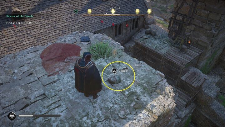 To get to the mask you have to slide down on a rope and drop down to the roof of one of the buildings - Assassins Creed Valhalla: Roman Artifact - Suthsexe secrets, locations - Suthsexe - Assassins Creed Valhalla Guide and Walkthrough