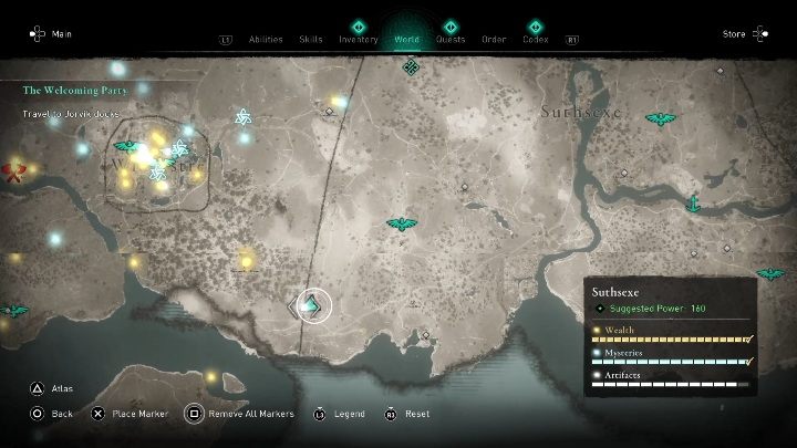 The mask in this location is hidden at the border, in the southwestern corner of the area - Assassins Creed Valhalla: Roman Artifact - Suthsexe secrets, locations - Suthsexe - Assassins Creed Valhalla Guide and Walkthrough