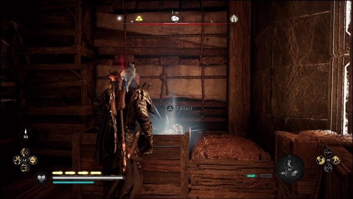 On the upper floor, destroy the vases and crates blocking the path forward and slide through the hole - AC Valhalla Dawn of Ragnarok: Uncut Gemstones (Svaladal) - list of all - Svaladal - Assassins Creed Valhalla Guide and Walkthrough