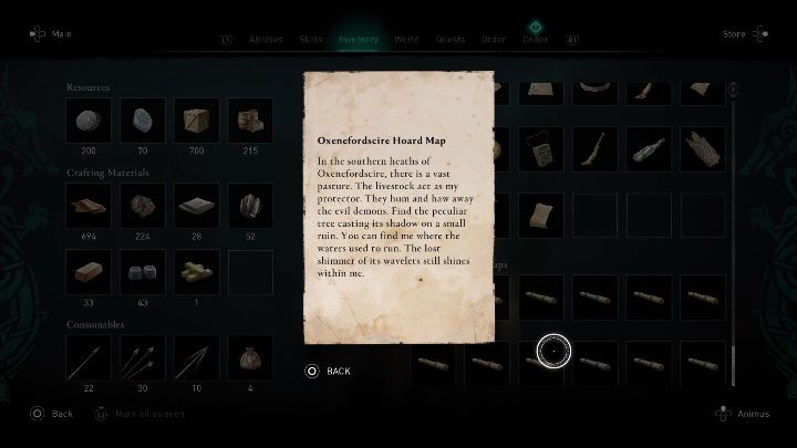 2 - Assassins Creed Valhalla: Treasure Hoard Map - Oxenefordscire secrets, locations - Oxenefordscire - Assassins Creed Valhalla Guide and Walkthrough