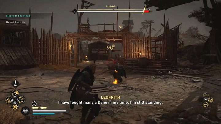 If you want, you can also attack from a distance with a bow and Leofrith won't be able to avoid the arrows - but he can dodge - Assassins Creed Valhalla: Heavy is the Head - Ledecestrescire - Assassins Creed Valhalla Guide and Walkthrough