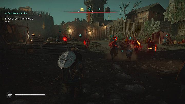 When your men start leading the battering ram under the main gate, eliminate the soldiers who may interfere with breaking down the entrance to the fortress - Assassins Creed Valhalla: A Fury from the Sea - East Anglia - Assassins Creed Valhalla Guide and Walkthrough
